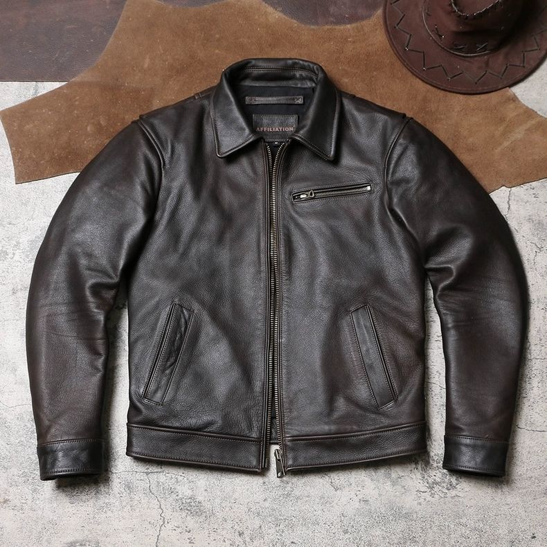 全 ♥ ヴィンテージ加工 テーラードカラー レザージャケット ソフト 無塗装マット仕上げ 牛革 ライダース 男女兼用 本革コート K