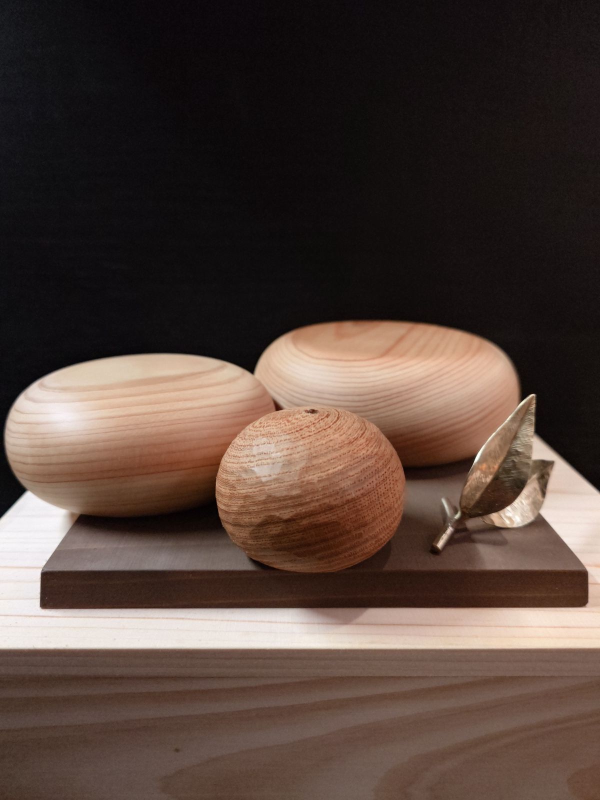 木製鏡餅飾り中の大木箱入り二枚葉タイプ