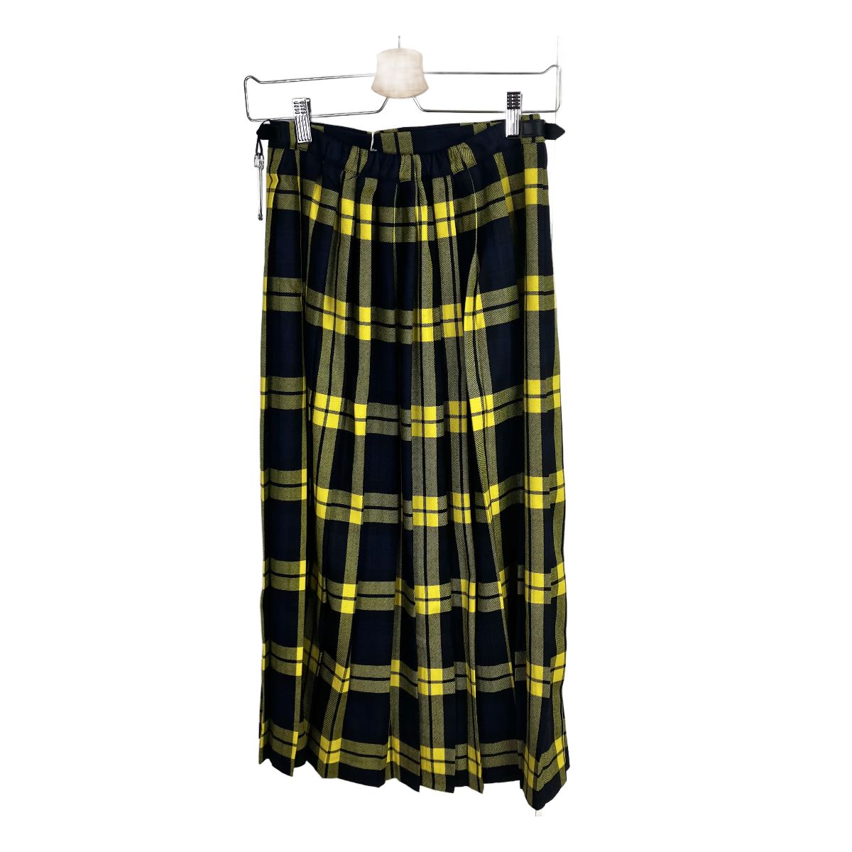 O NEIL of DUBLIN キルト プリーツ ロングスカート イエロー GB 10 US 8 オニールオブダブリン ウーステッドウール