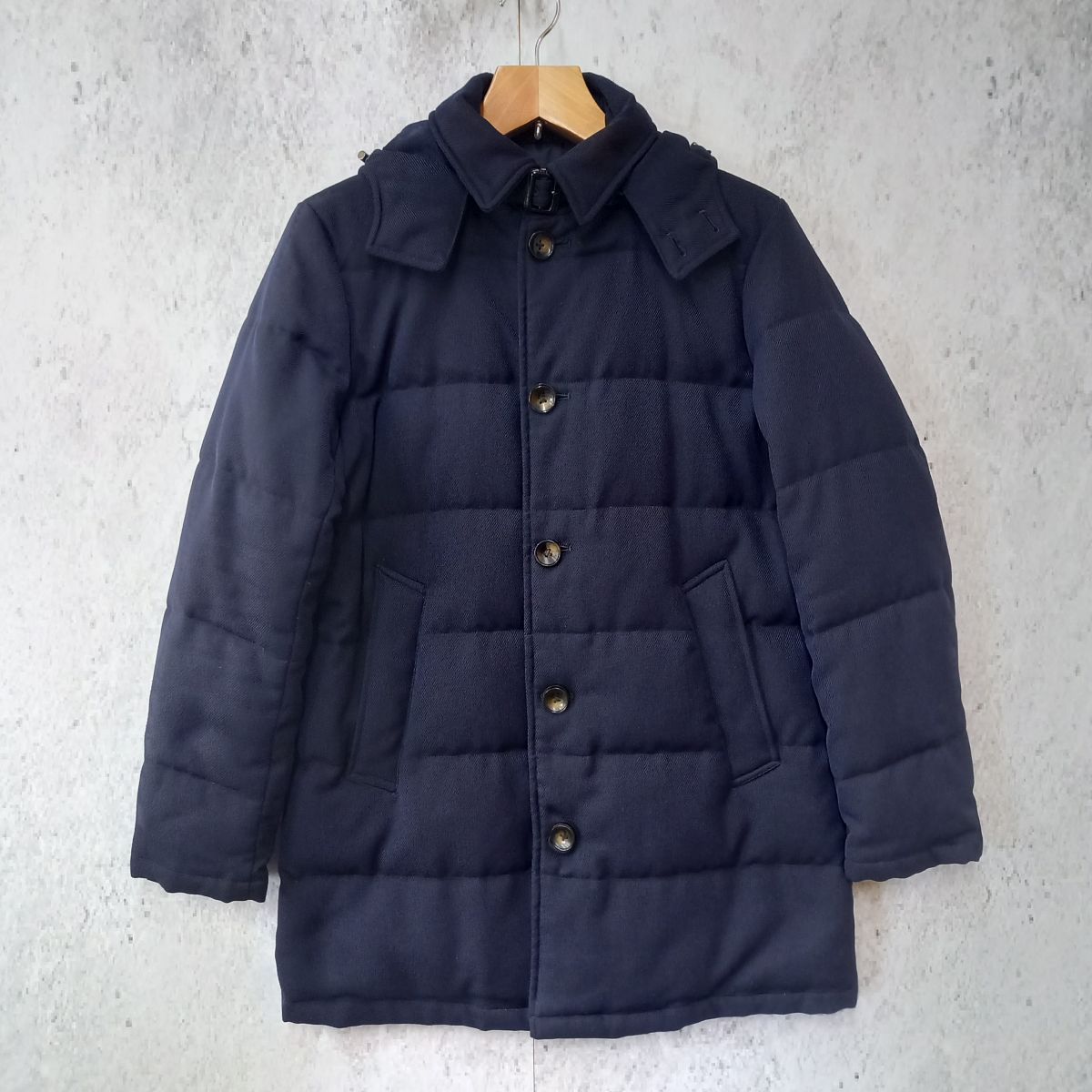 ORIHICA オリヒカ ビズダウン コート フード付き 2 WAY 横キルト ネイビー Lサイズ 〇