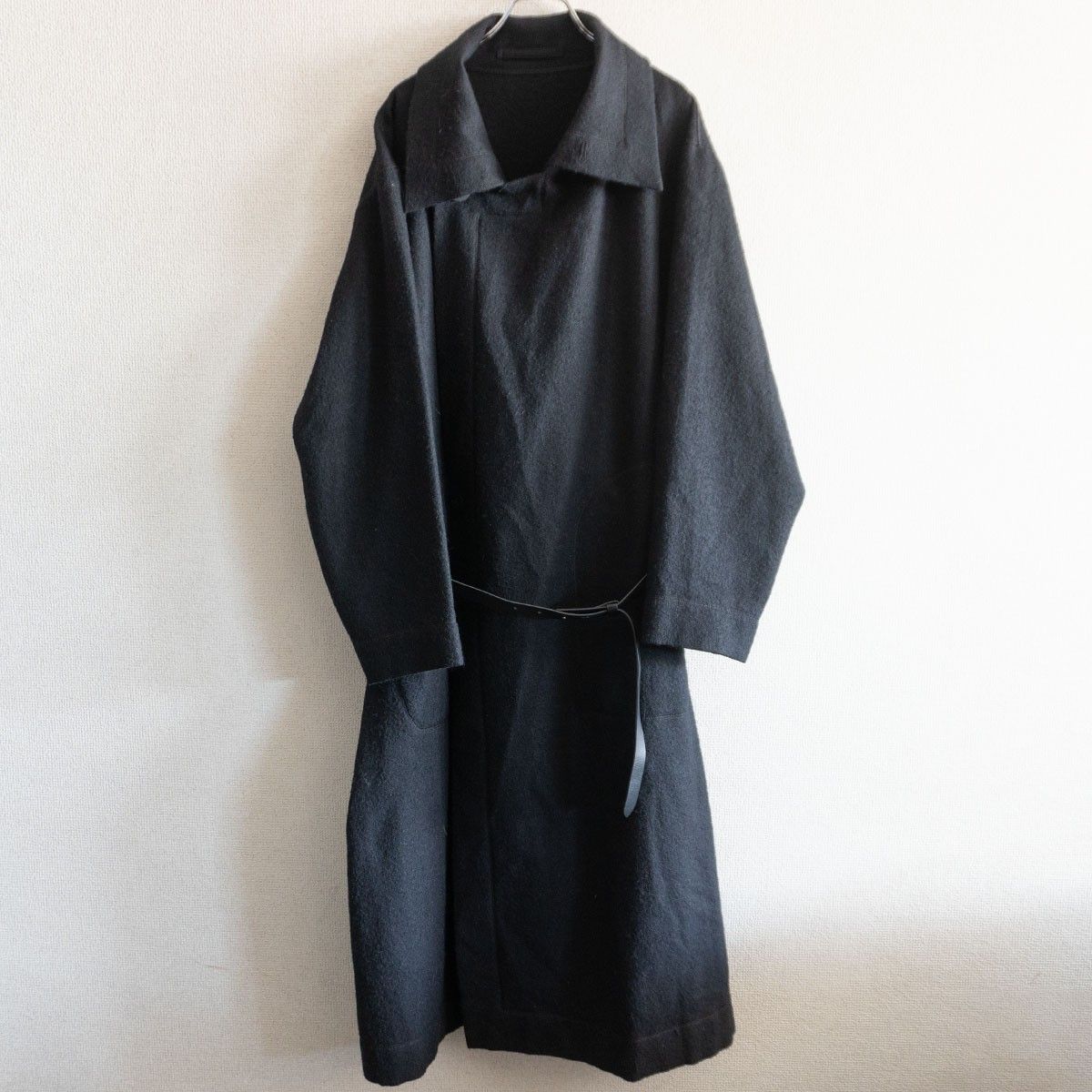 美品】ISSEY MIYAKE MEN【アルパカ ベルテッド コート】2 ブラック