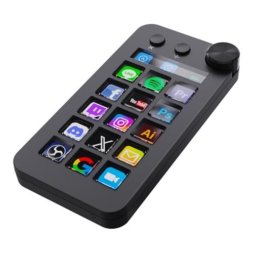 ストリームコントローラーデック ショートカットキーボード 左手デバイス ショットカットキー|電卓|テンキー三つのモード搭載 のカスタマイズ なマクロキー 大きなダイヤル装備 仕事効率化デバイスOBS|PowerPoint|Excel|Word|Phpo