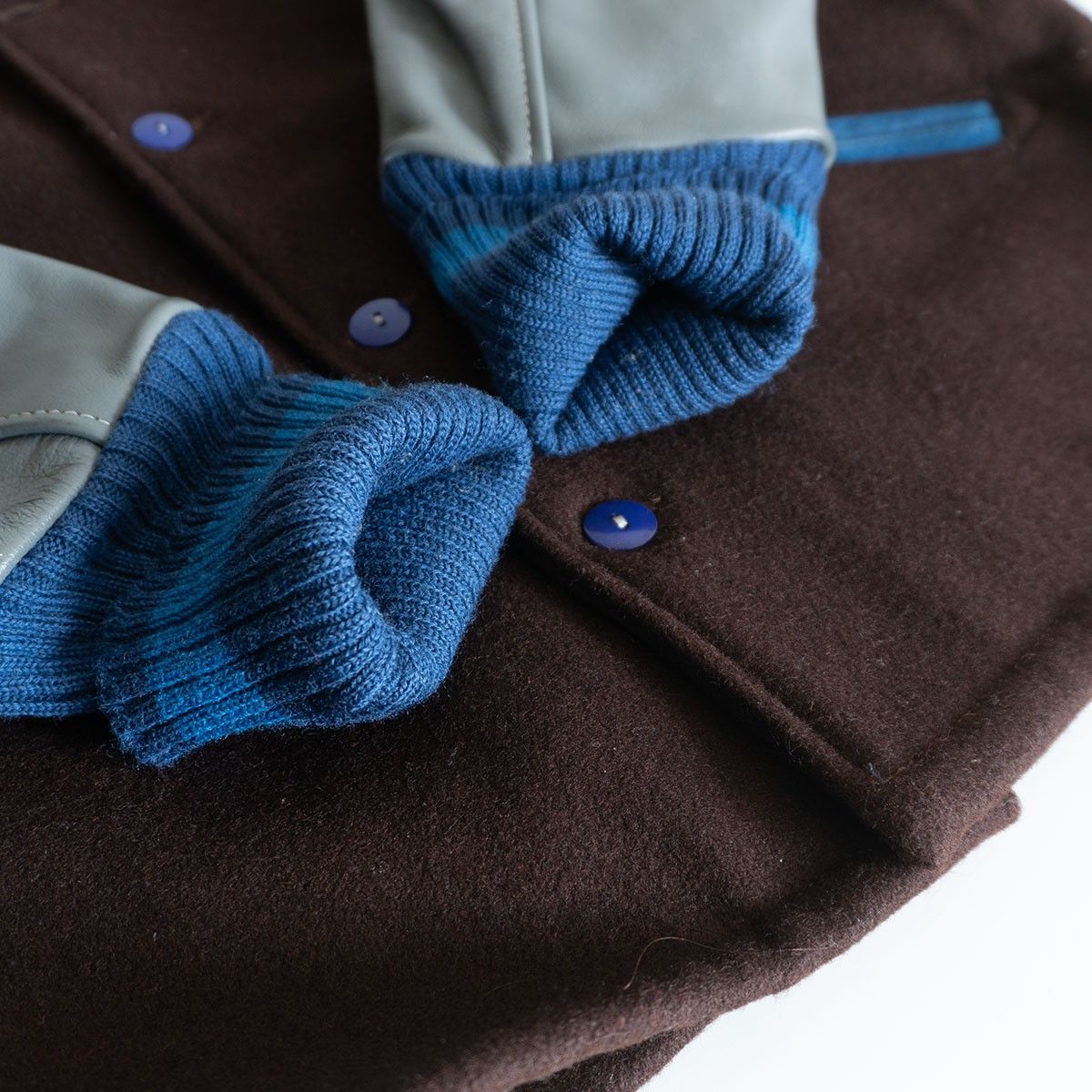 定番】SKOOKUM【メルトン×レザー スタジャン】38 スクーカム ブラウン