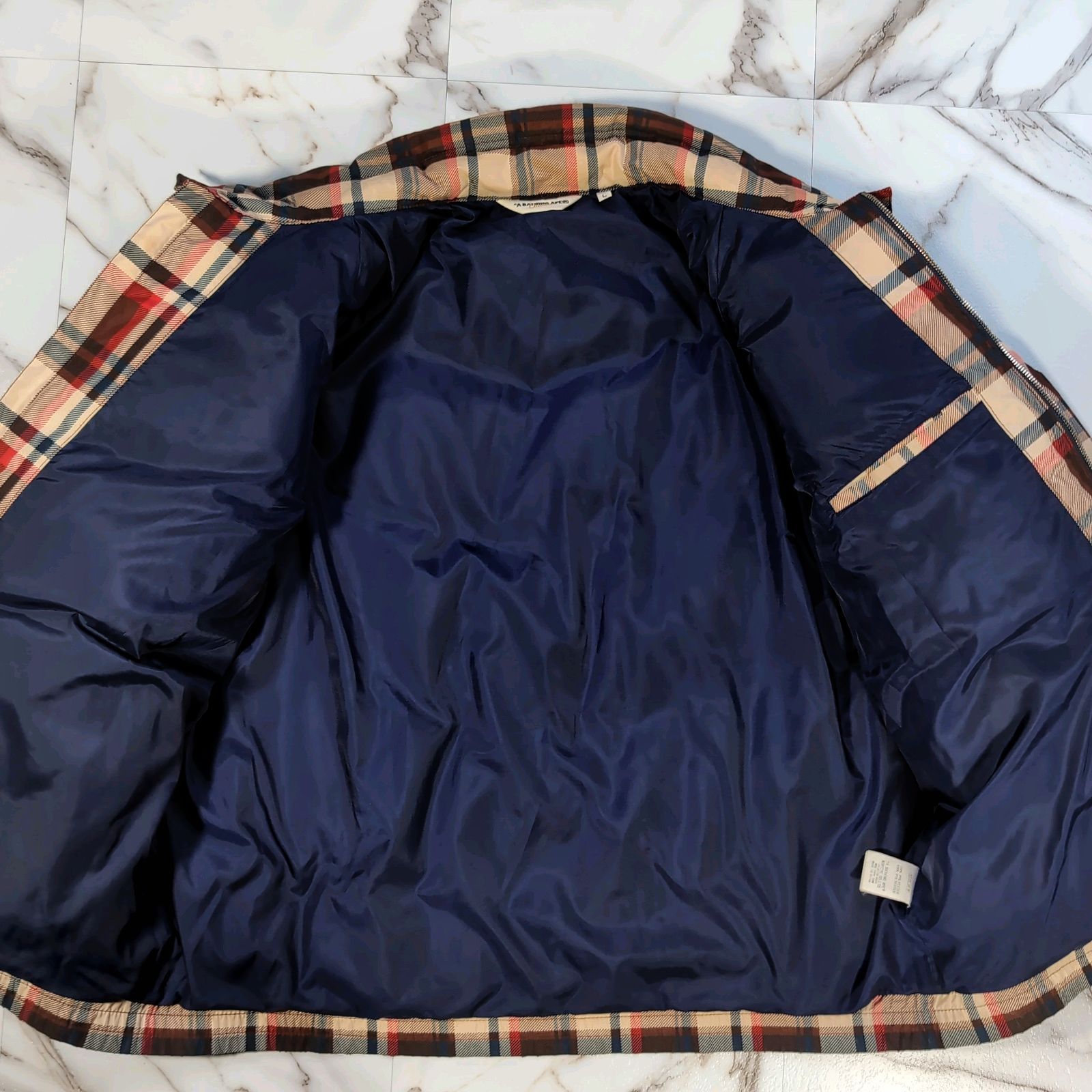 A A BATHING APE ラブジェネチェック ダウンジャケット L BATHING APE