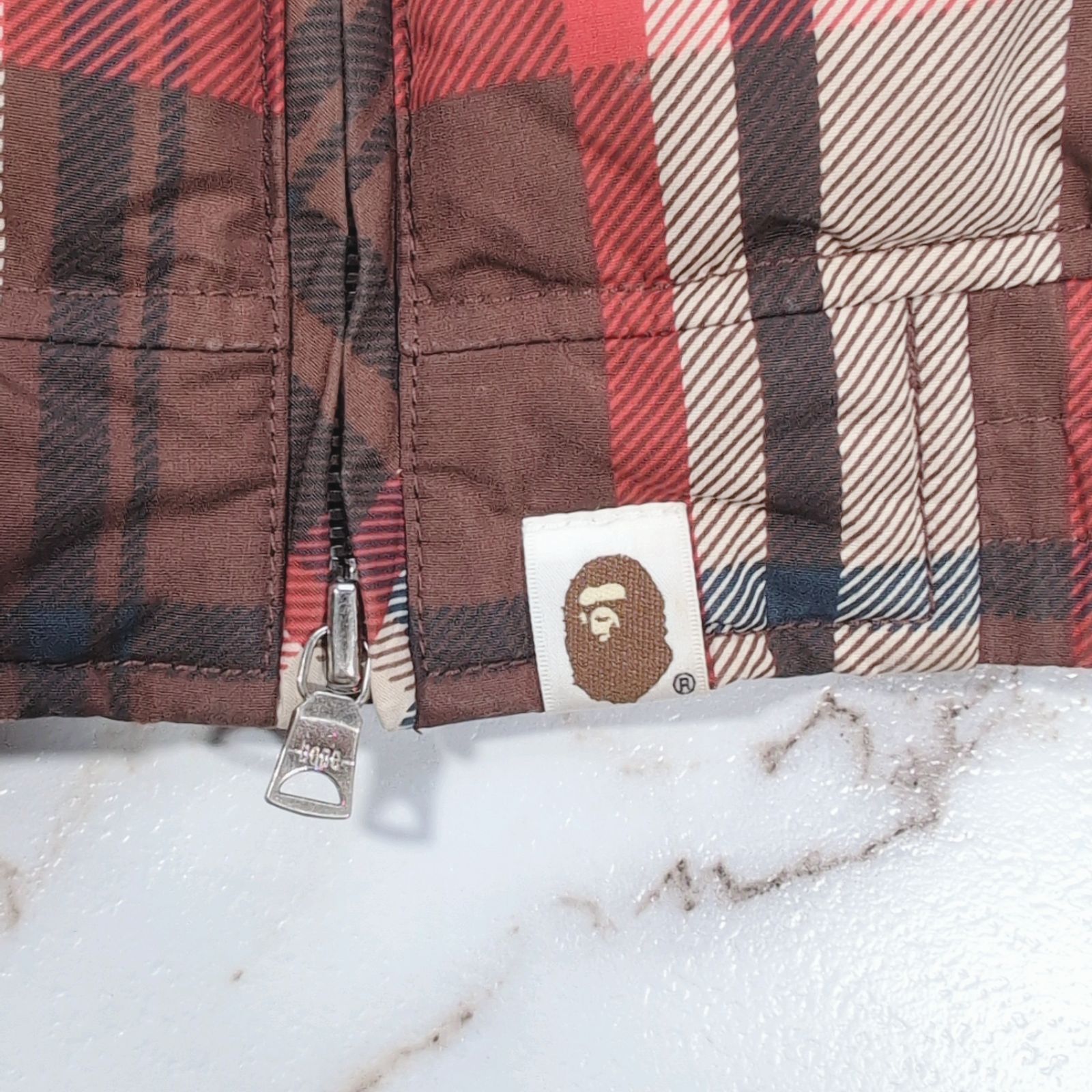 A A BATHING APE ラブジェネチェック ダウンジャケット L BATHING APE