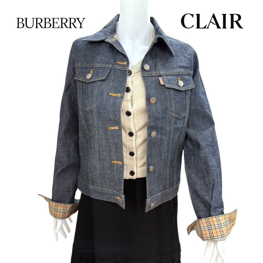 ♥品 バーバリー デニム ジャケット ノバチェック メンズ レディース ユニセックス 38 BURBERRY BLUELABEL