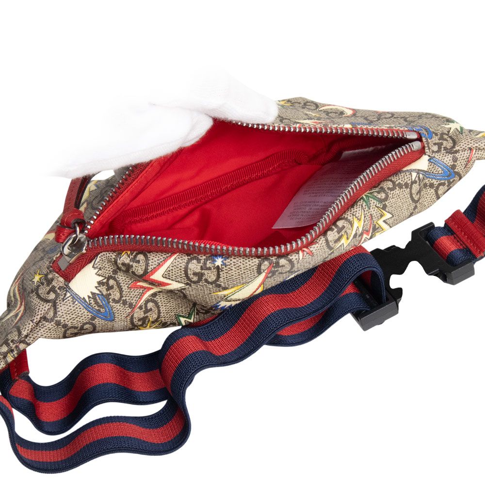 グッチ チルドレンズ GGスペース ベルト ウエストバッグ GGスプリームキャンバス ベージュ マルチ シルバー金具 502095 GUCCI