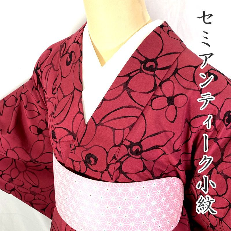 512af7△セミアンティーク着物 薔薇 花 レトロモダン 大正ロマン 昭和