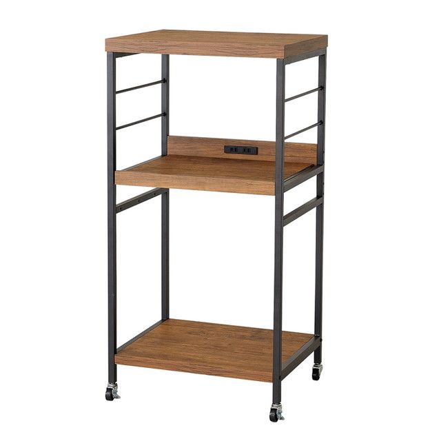 クロシオ アートレンジワゴン 組立品 キッチン家電をすっきり収納 キャスター4ヶ 1500 W 2口コンセント付 は