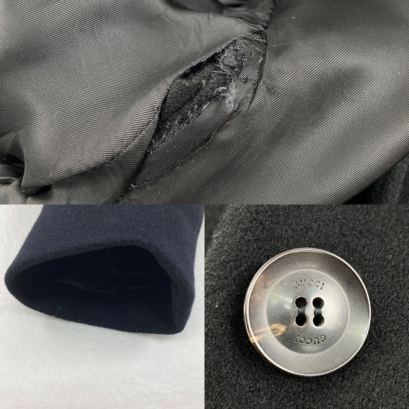 GUCCI ロングコート トムフォード期 カシミヤ混 比翼 黒 38 M相当