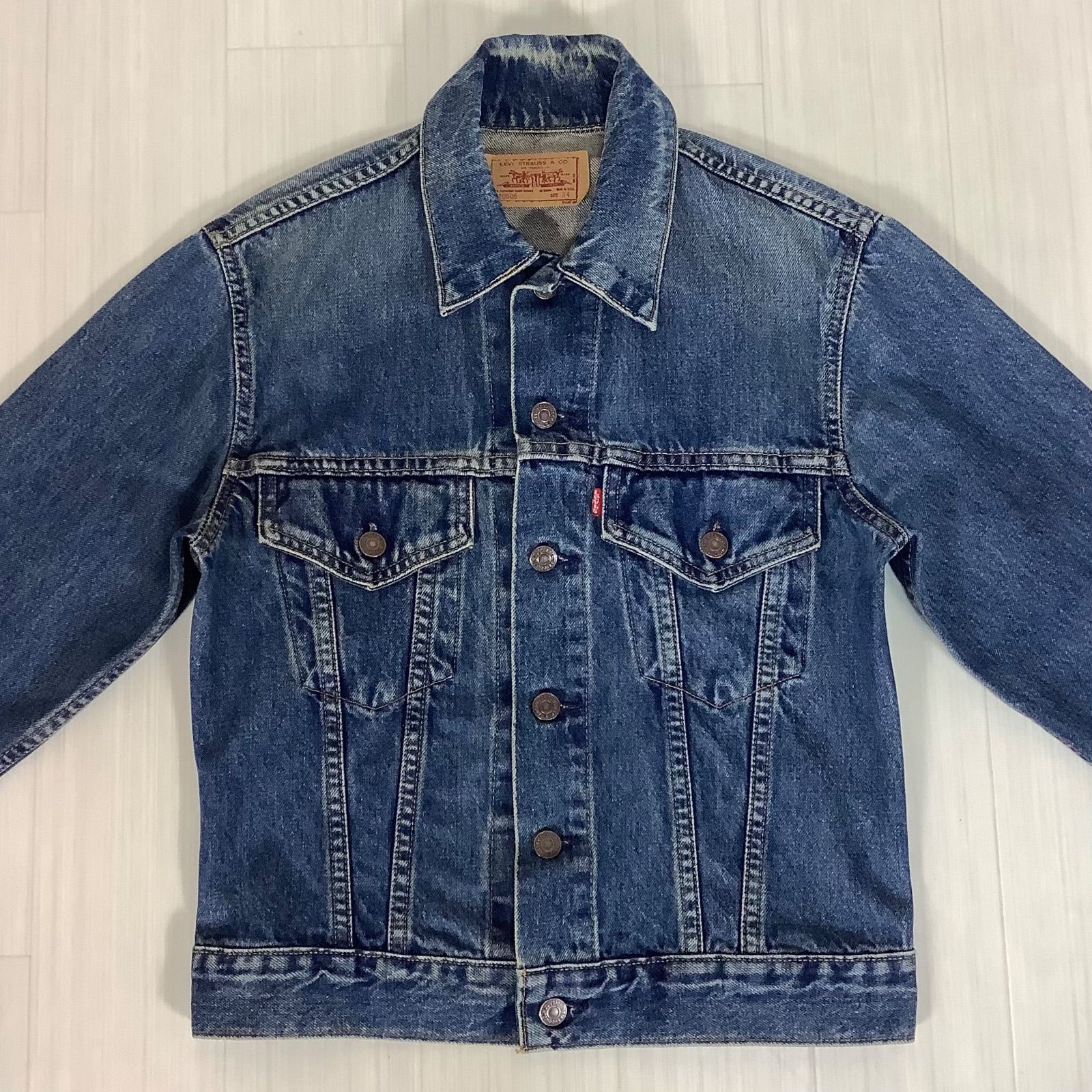 90 s 90年代 LevI 70505-0217 リーバイス トラッカー デニムジャケット ジージャン 34 インディゴ ブルー 着丈55.5 cm 肩幅41.5 身幅 脇下 45 袖丈56 96年製造 米国製 古着