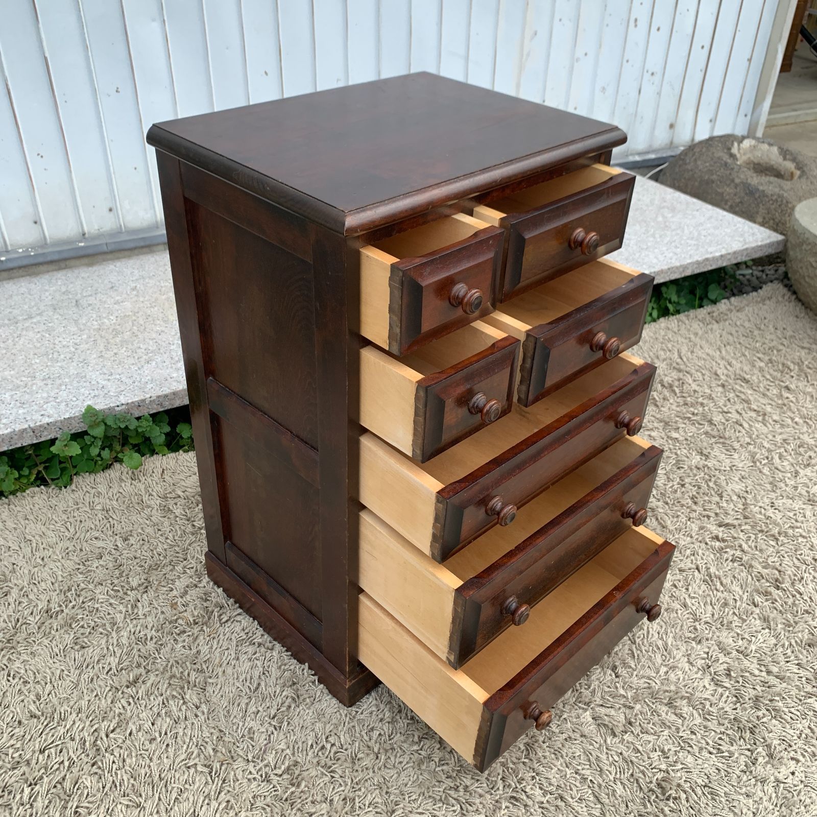 北海道民芸家具 チェスト 5段 樺材 和モダン 収納家具 小引き出し 焼印