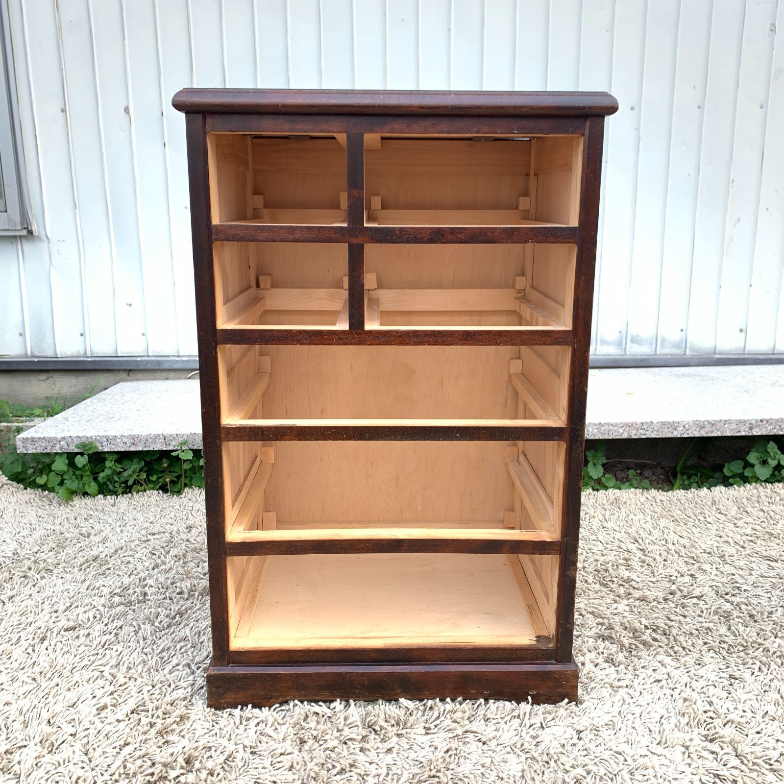 北海道民芸家具 チェスト 5段 樺材 和モダン 収納家具 小引き出し 焼印