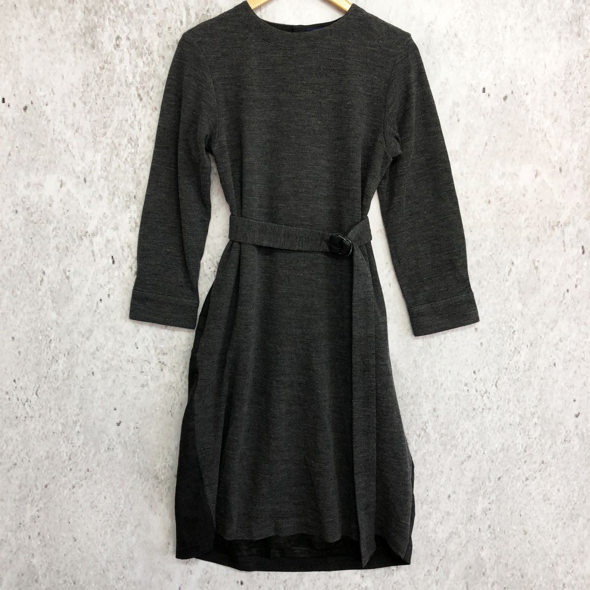 human woman ヒューマン ウーマン 交編み ジャガード カットソー ワンピース チャコール Mサイズ 〇□