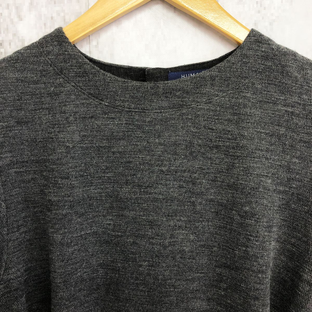 human woman ヒューマン ウーマン 交編み ジャガード カットソー ワンピース チャコール Mサイズ 〇