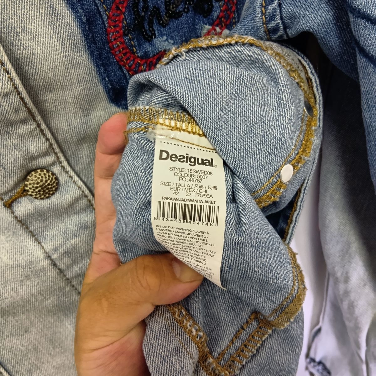  ウォッシュタイプ刺繍Gジャン 刺繍 デニム ジャケット 42 〇 Gジャン デニムジャケット カバーオール ジャケット アウター