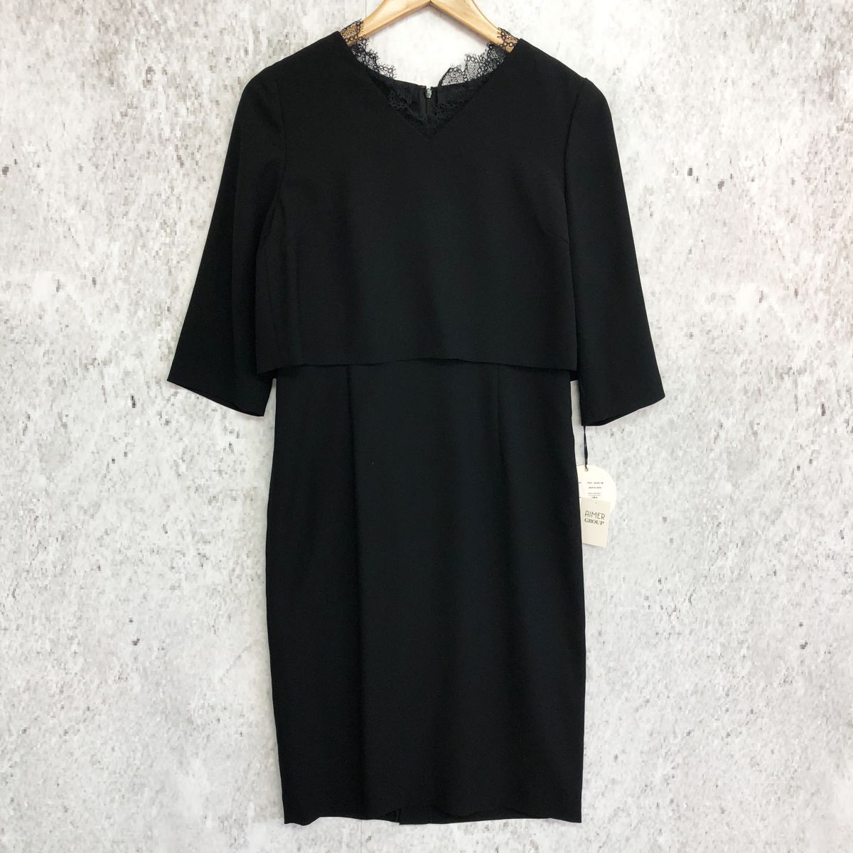 タグ付き troisieme CHACO トロワズィエムチャコ 襟 レース フォーマル ワンピース ブラック 9号サイズ □□