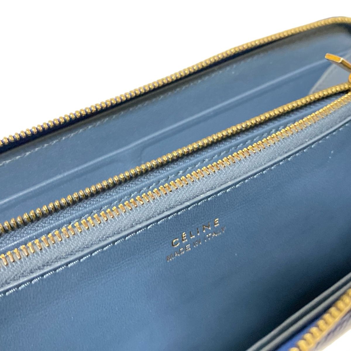 CELINE(セリーヌ) 長財布 - ブルー ラウンドファスナー レザー - メルカリ