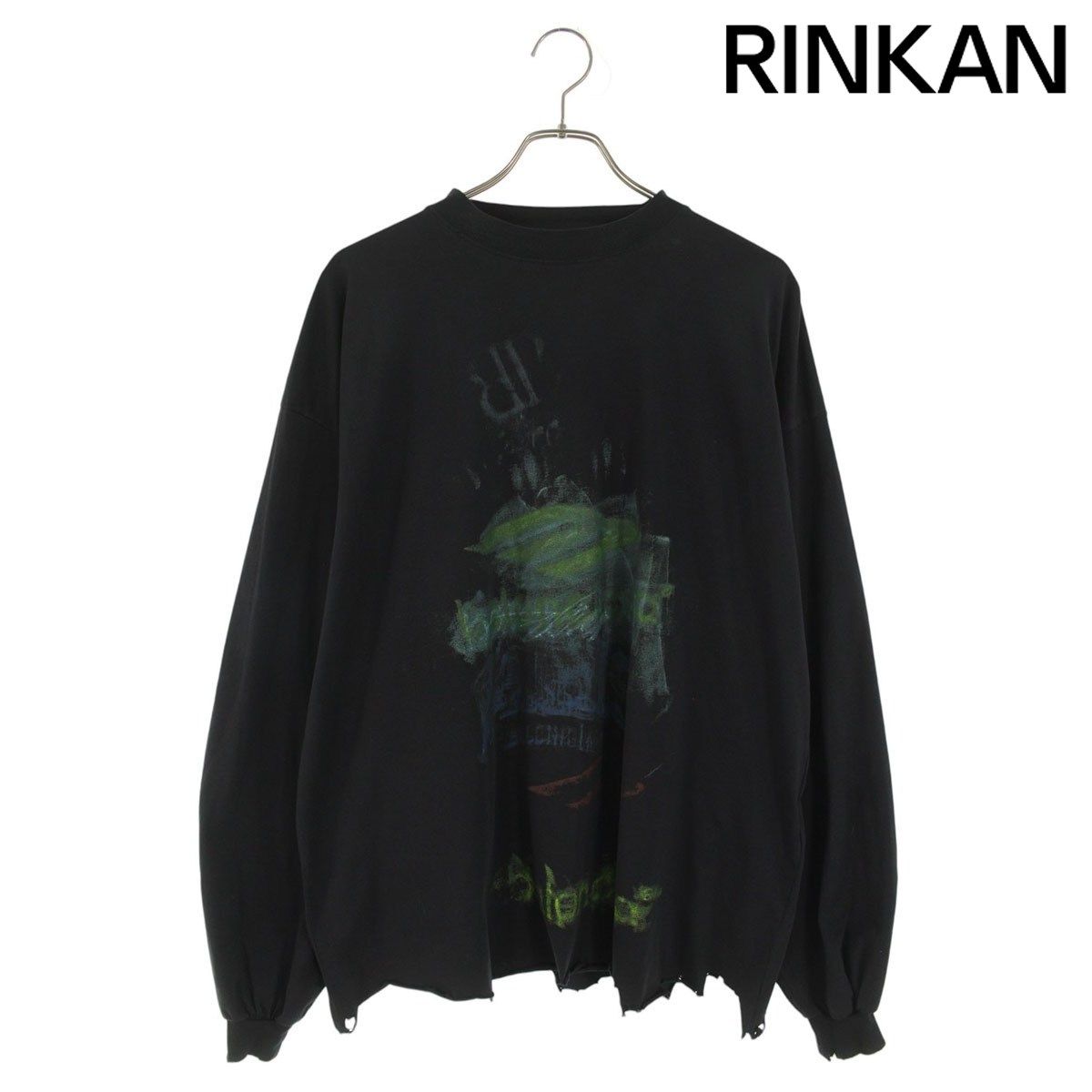 バレンシアガ 783400 TSVB 4 DIYインプリント ダメージ加工クロップド長袖カットソー メンズ 2