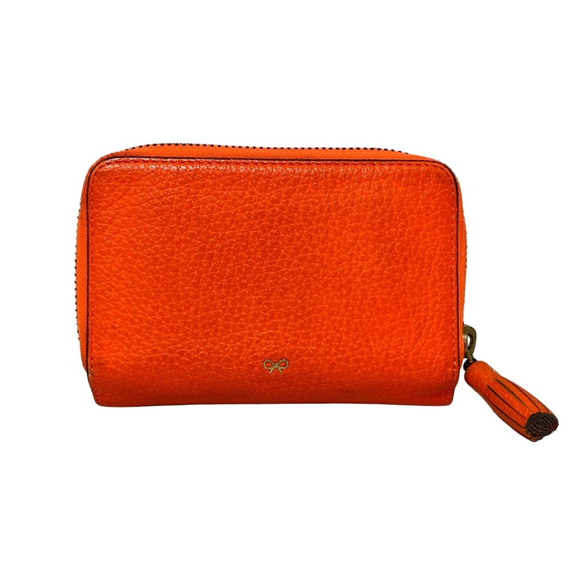 ほぼ未使用】アニヤハインドマーチ ミニ財布 オレンジ 本革 スマイリー