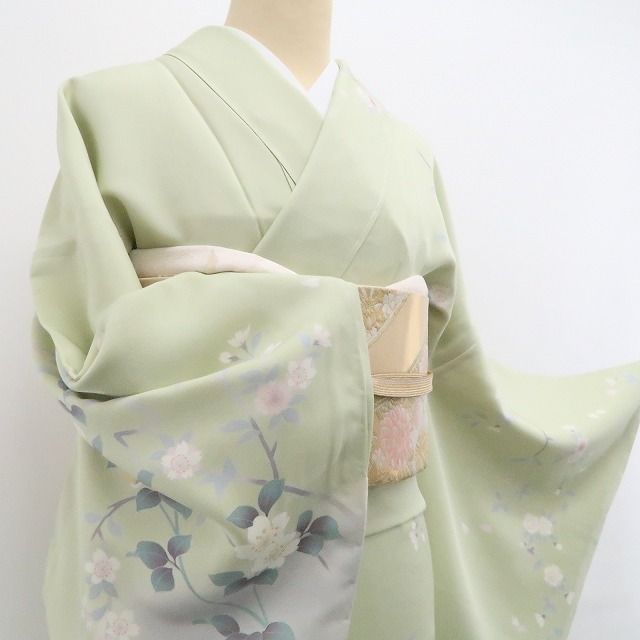 ❁tomihisa❁新品 手描き友禅 桜 着物 正絹 仕付け糸付 トールサイズ