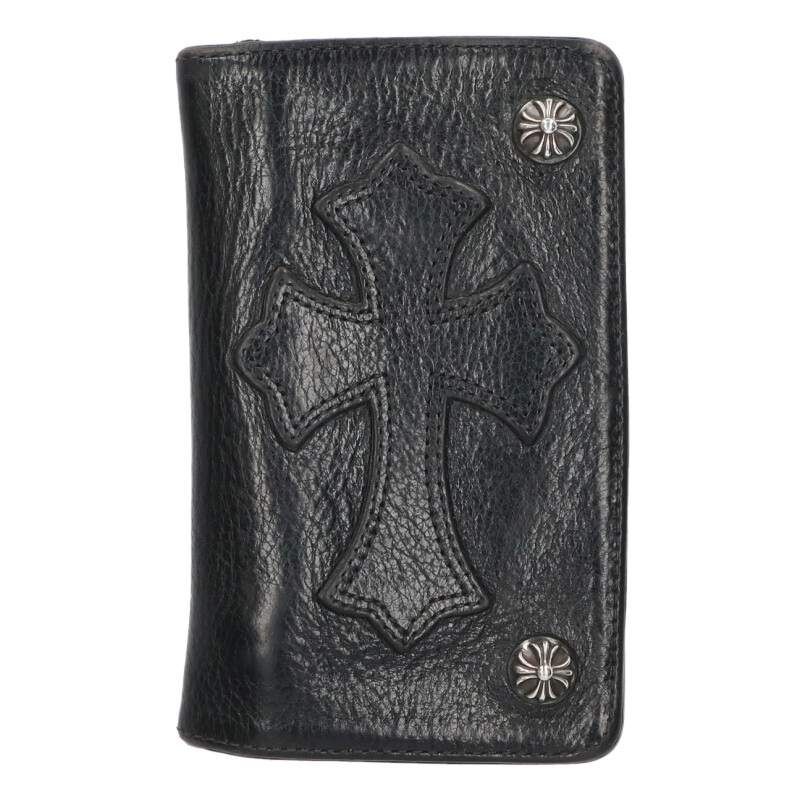 クロムハーツ 1 ZIP CROSS PATCH 1ジップ クロスパッチ付きクロスボタンレザーウォレット財布 メンズ