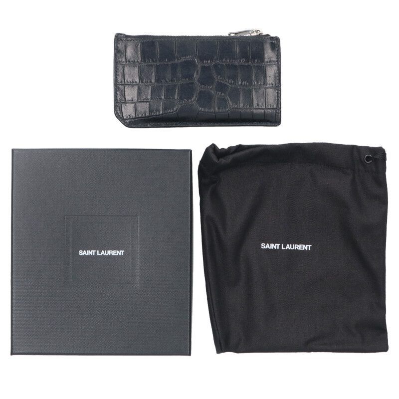サンローランパリ 609362 クロコ型押しフラグメントカードコインケース