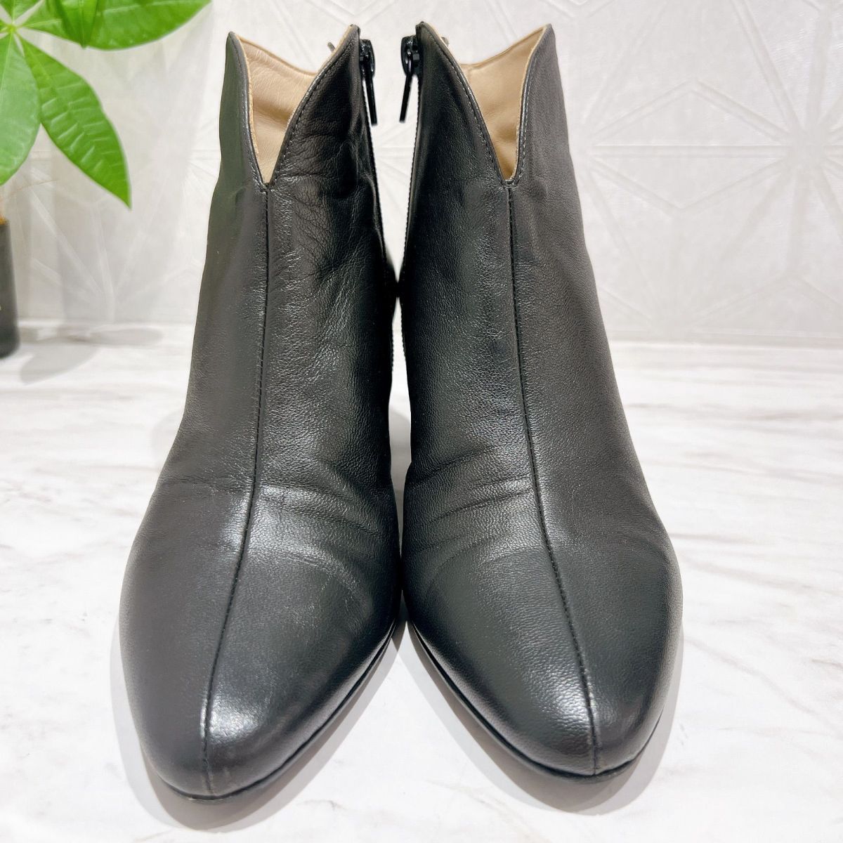 レザーショートブーツ レディース イタリア製 ブラック サイズ36 日本サイズ約23 cm