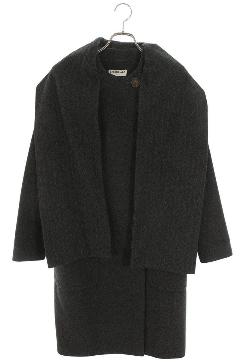 バレンシアガ 436010 TSI 15 スカーフドッキングカシミアノー コート レディース 34