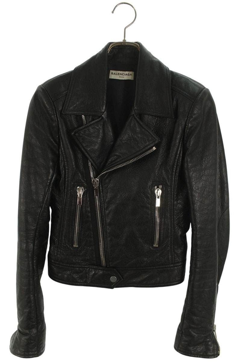 バレンシアガ 374639 TCH99 ダブルライダースレザージャケット