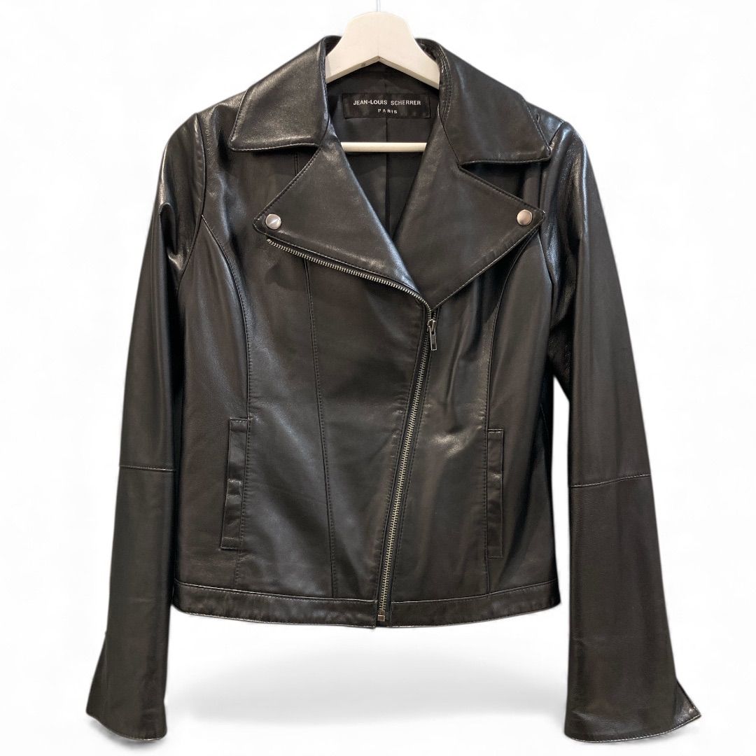 JEAN LOUIS ジャンルイ シェレル ラムレザー ライダース レザージャケット 1200 黒 ブラック サイズL 羊革 本革 カジュアル レディース 秋 ゴーゴー古 2675