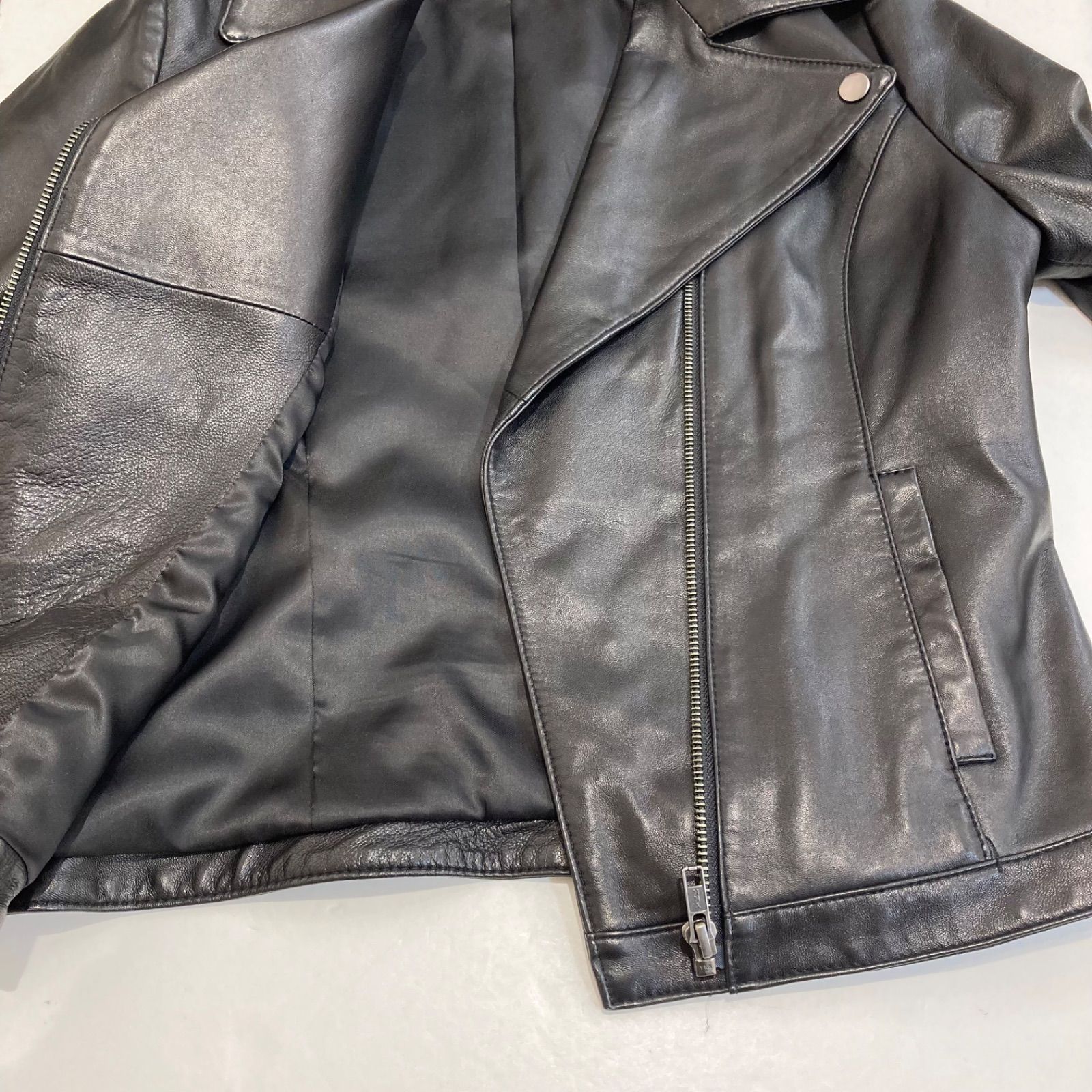 美品 JEAN-LOUIS SCHERRER ジャンルイ シェレル ラムレザー ライダース 