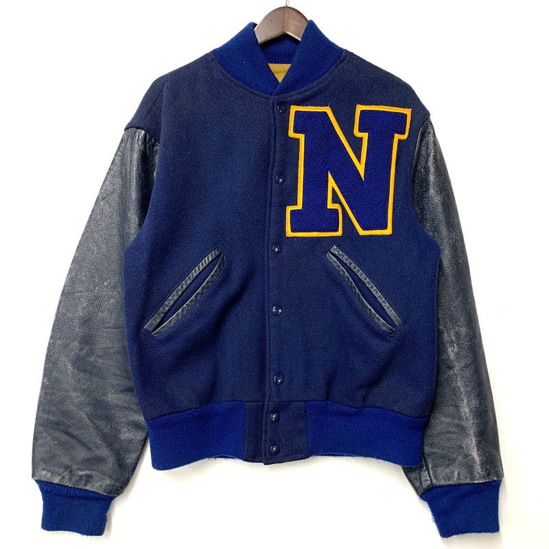 現状渡し品】 USED VINTAGE N LEATHER×WOOL STADIUM JACKET レザー