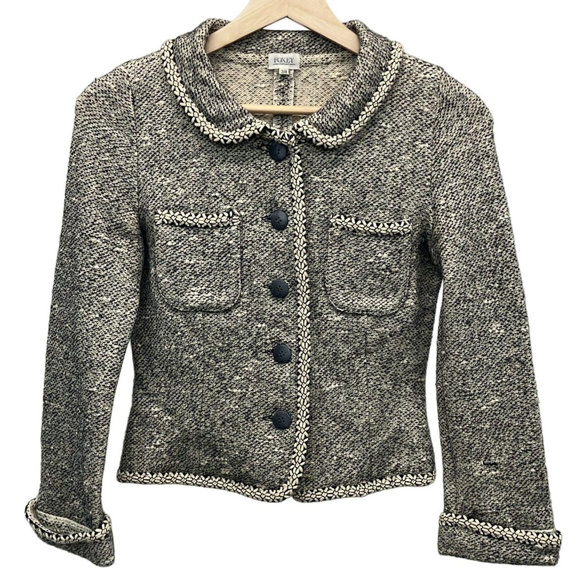 FOXEY(フォクシー) ジャケット サイズ38 M レディース アイボリー×黒