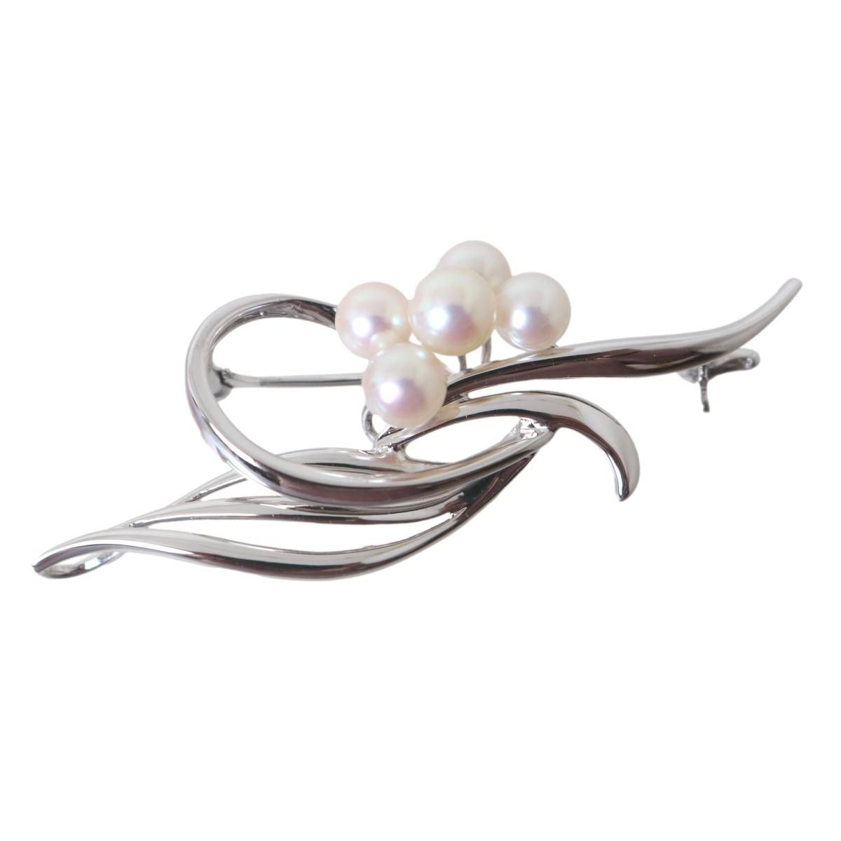 TASAKI 田崎真珠 パール ブローチ 本真珠×SILVER 箱 cm 5粒 5.6 6.3 mm 重量6.2 g NT Aランク