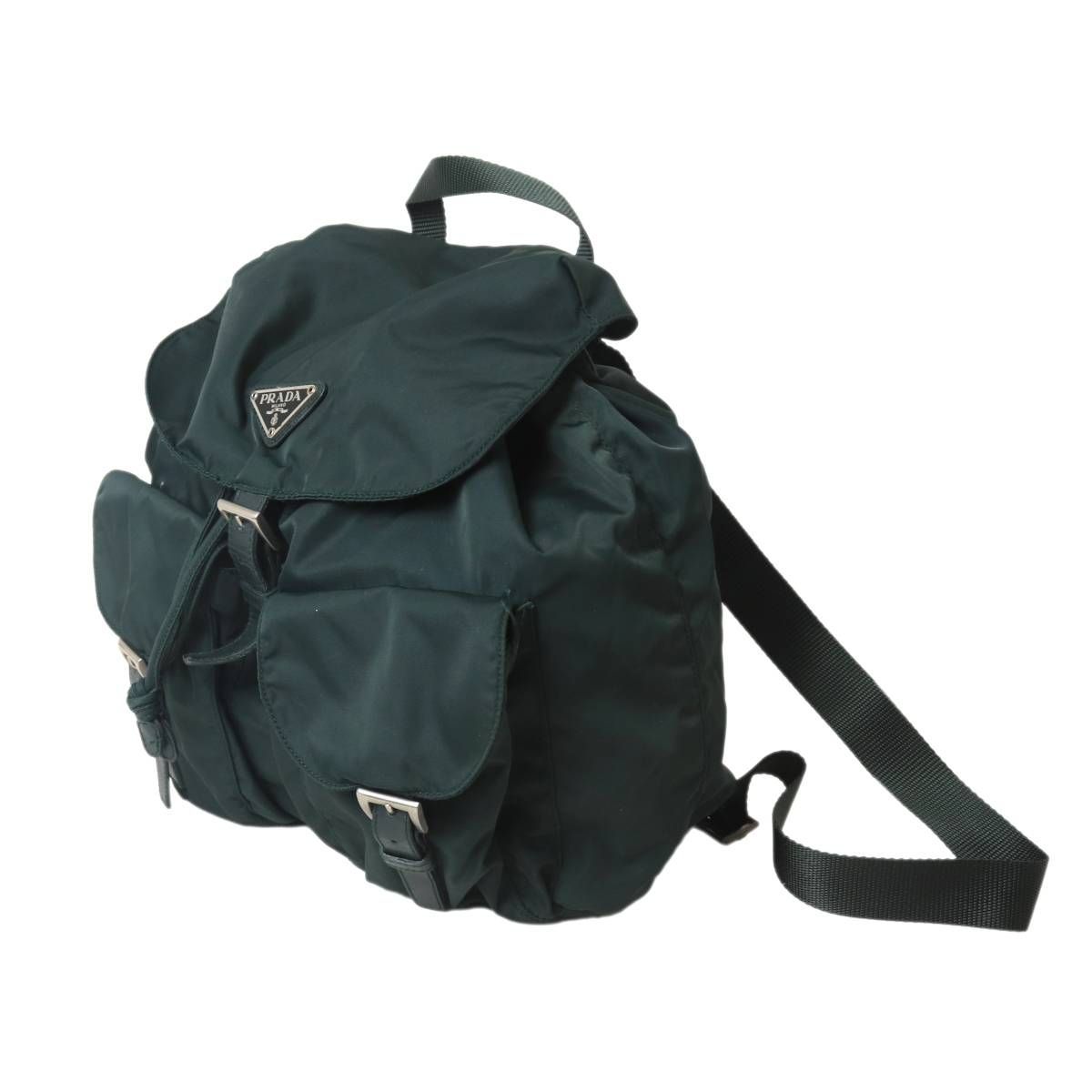 Prada Nylon Backpack with leather closures. Prada Triangle Re-Nylon And Saffiano Leather Backpack  main image 2