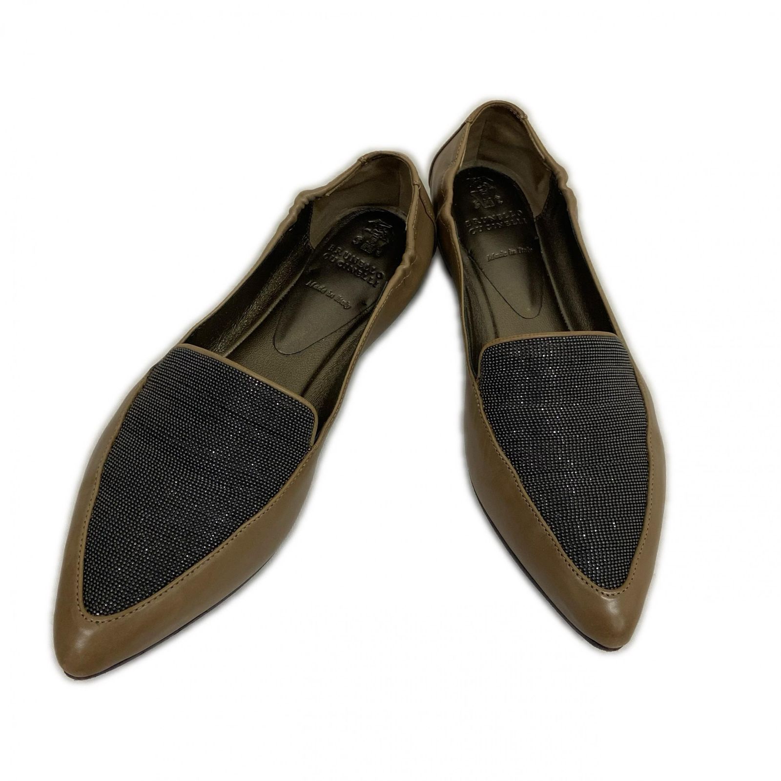 BRUNELLO CUCINELLI ブルネロクチネリ モニーレ装飾 上ローファー パンプス スリッポン レディース ベージュ