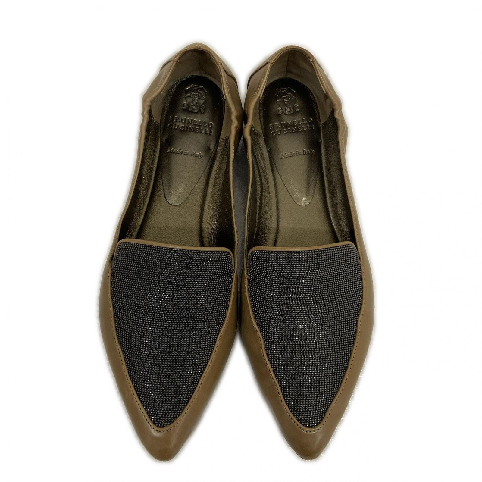 BRUNELLO CUCINELLI ブルネロクチネリ モニーレ装飾 上ローファー パンプス スリッポン レディース ベージュ