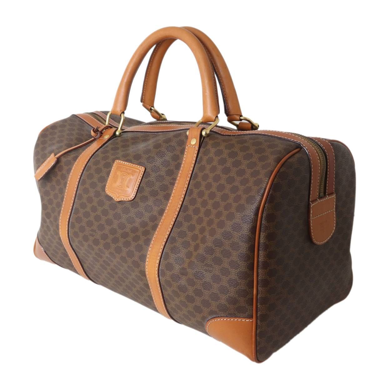 Celine セリーヌ ボストンバッグ マカダム ブラウン PVC レザー NO Bランク