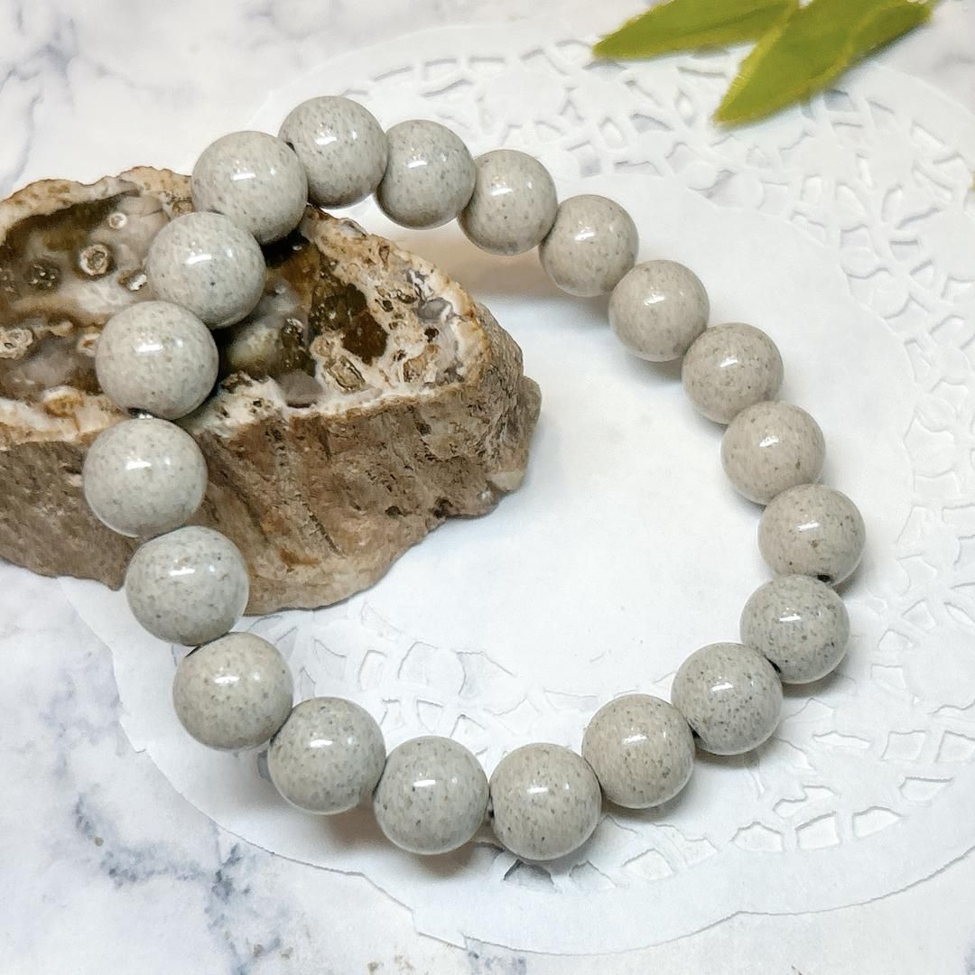 E16841】北投石 10㎜ 白 ブレス ホクトライト ラジウム セラミック