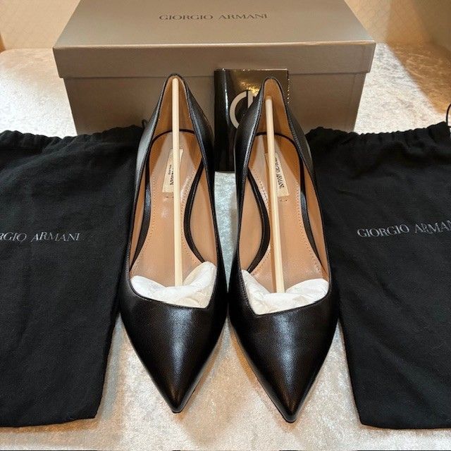 ジョルジオアルマーニ GEORGIO ARMANI ブラックレザー ポインテッド