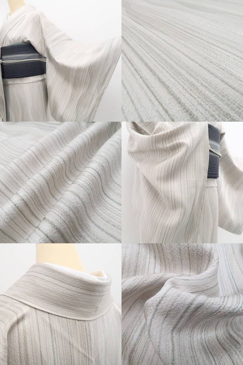 仕付け糸付”洗練の縦縞が日常に上質を添える”小紋 7335