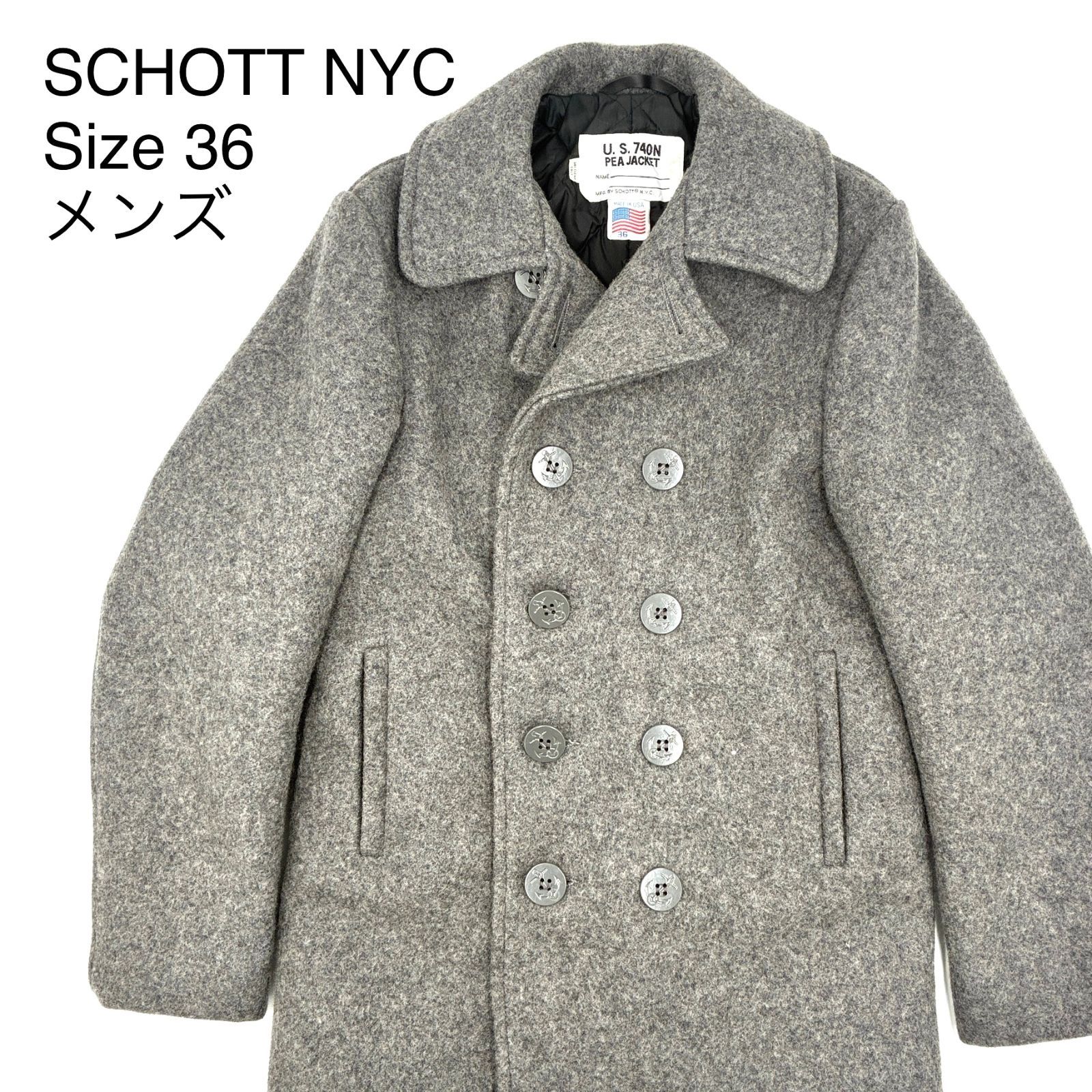 ショット U.S. 740N ピーコート キルティング ウール 42 XL ショット USA製 ピーコート ブラック 40サイズL キルティング 740N