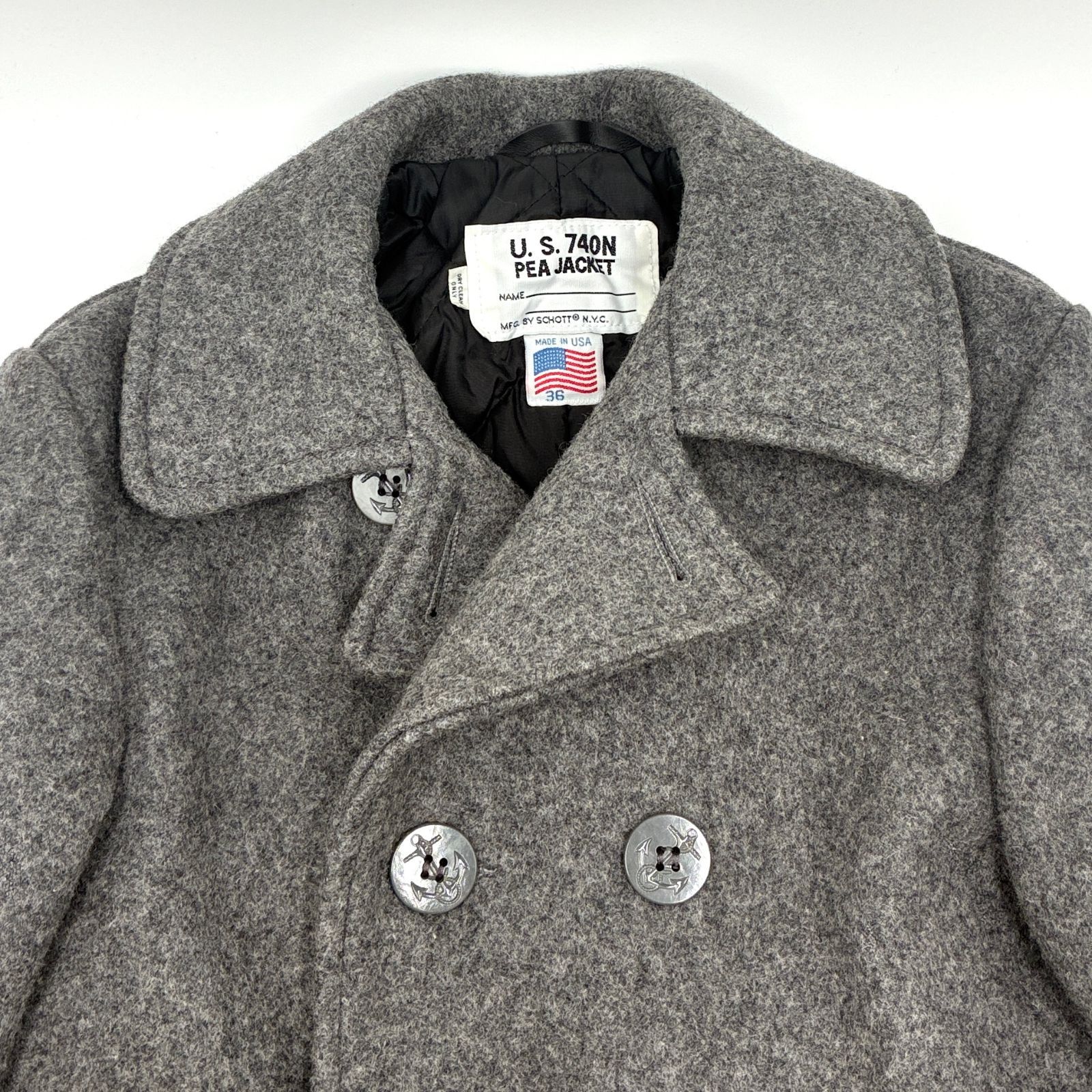 美品 SCHOTT NYC ショット U.S.740N ピーコート ウール グレー メンズ