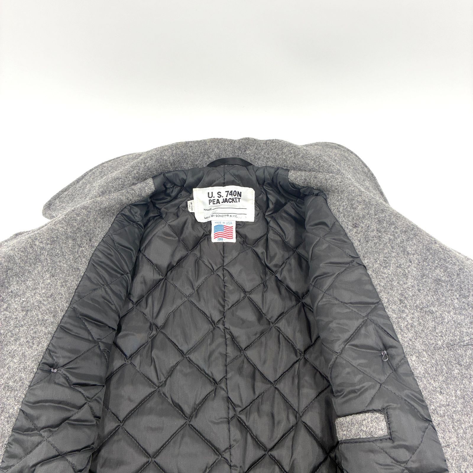 美品 SCHOTT NYC ショット U.S.740N ピーコート ウール グレー メンズ