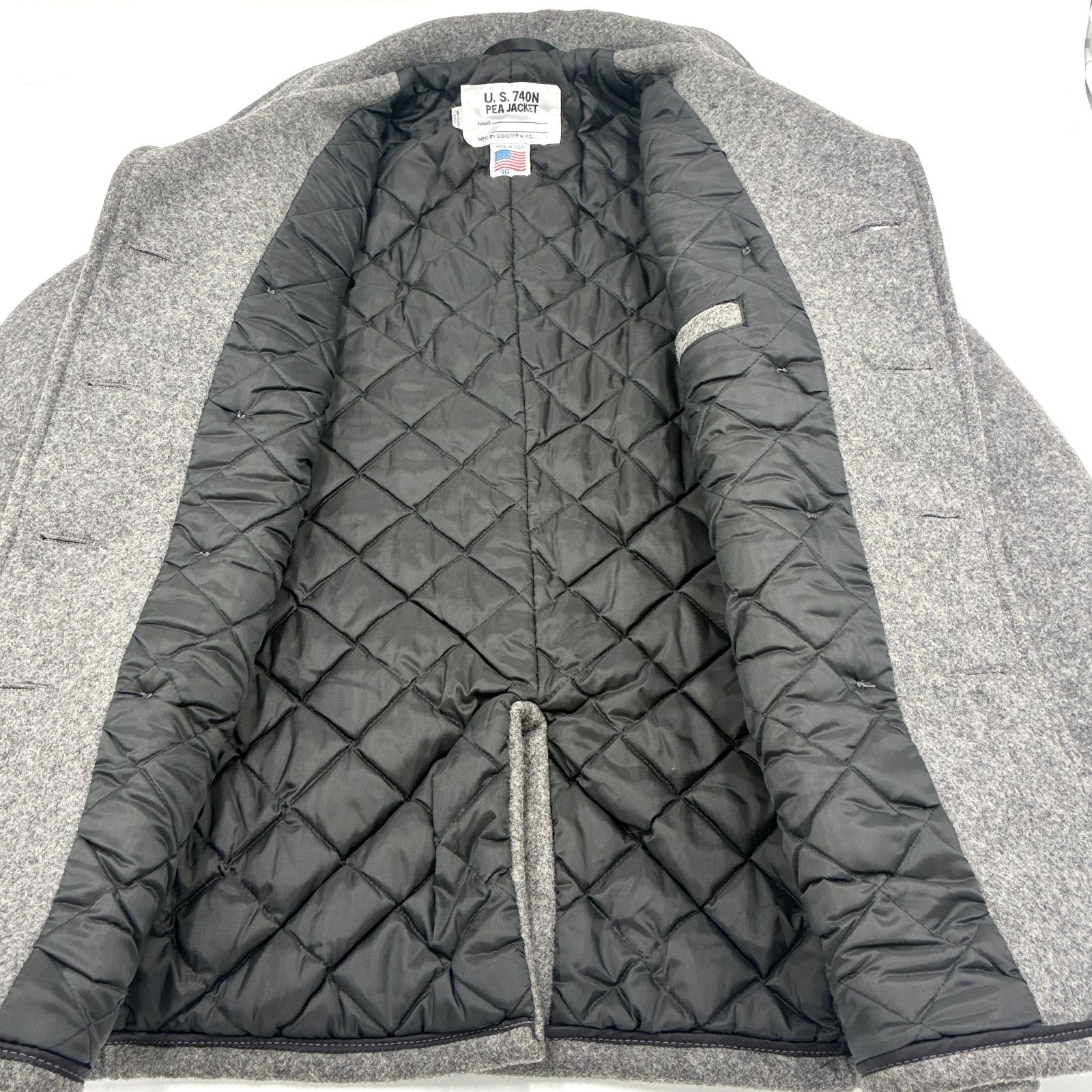 美品 SCHOTT NYC ショット U.S.740N ピーコート ウール グレー メンズ