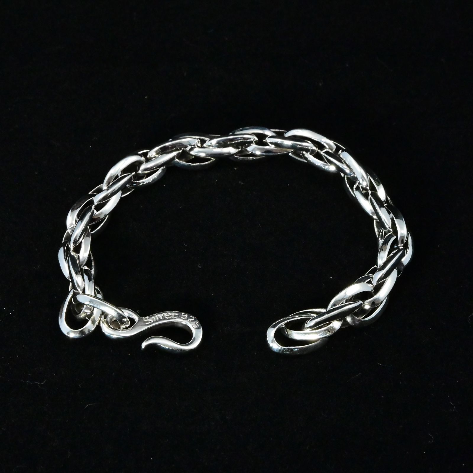 螺旋が導く気品と力強さ｜重厚シルバー925ダブルスクリューチェーンブレスレット