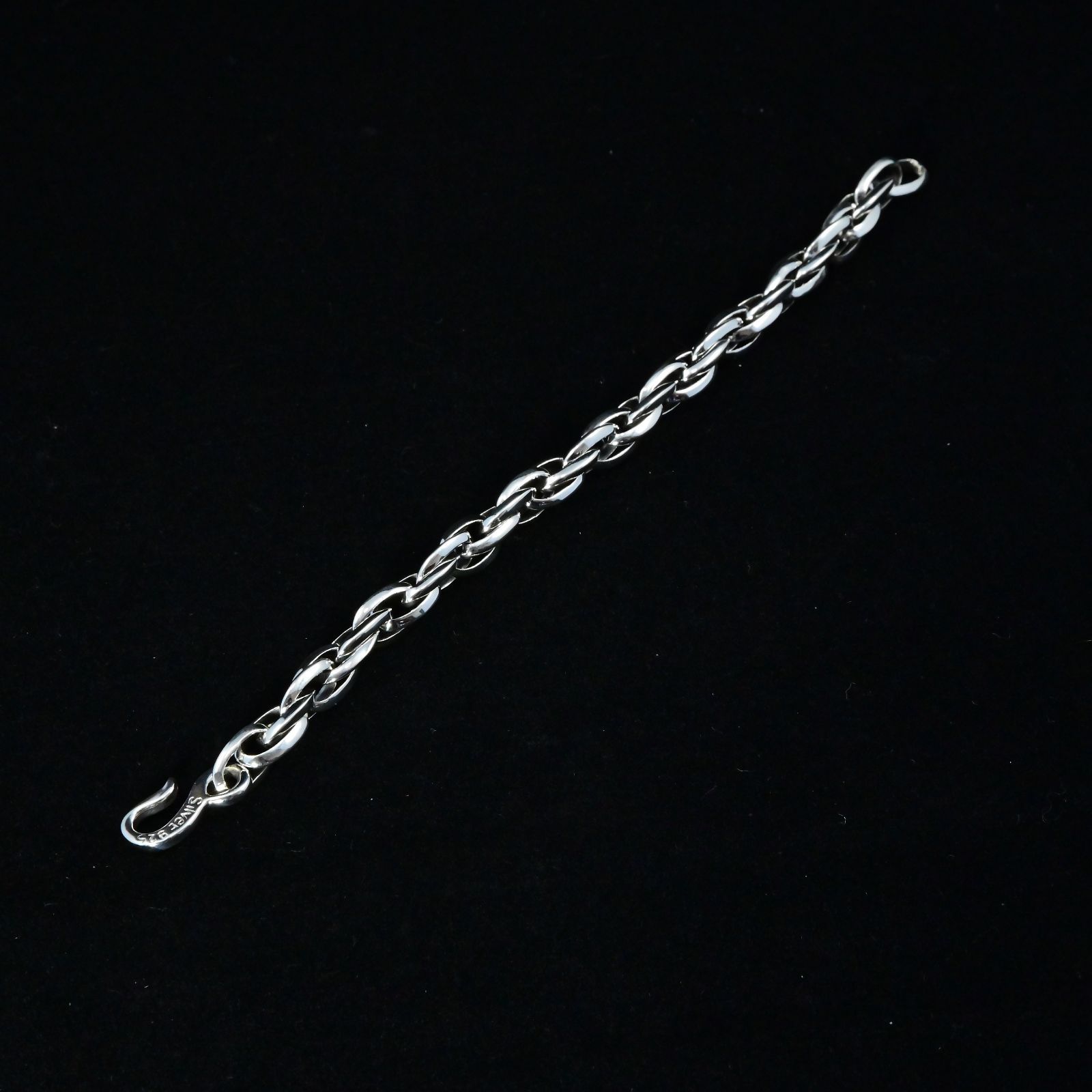 重厚シルバー925ダブルスクリューチェーンブレスレット