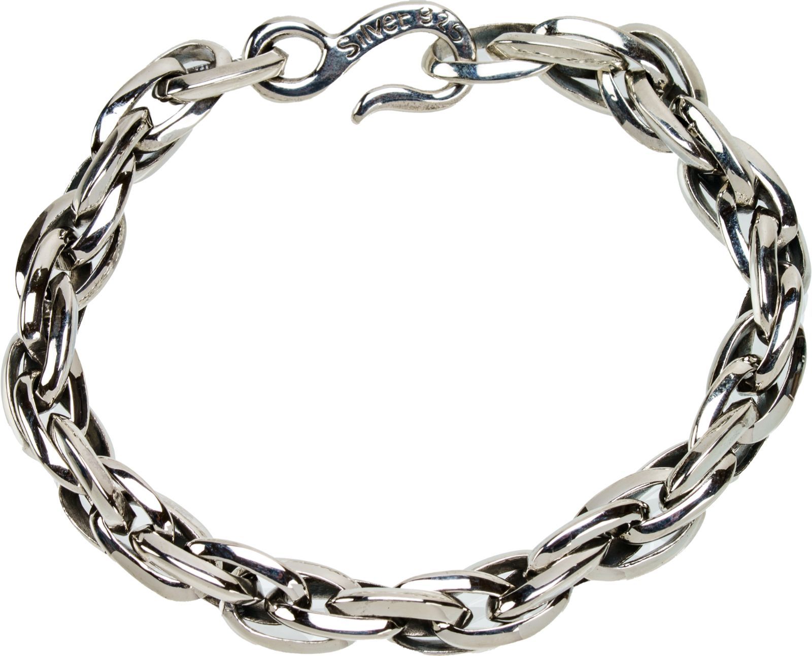 螺旋が導く気品と力強さ 重厚シルバー925ダブルスクリューチェーンブレスレット