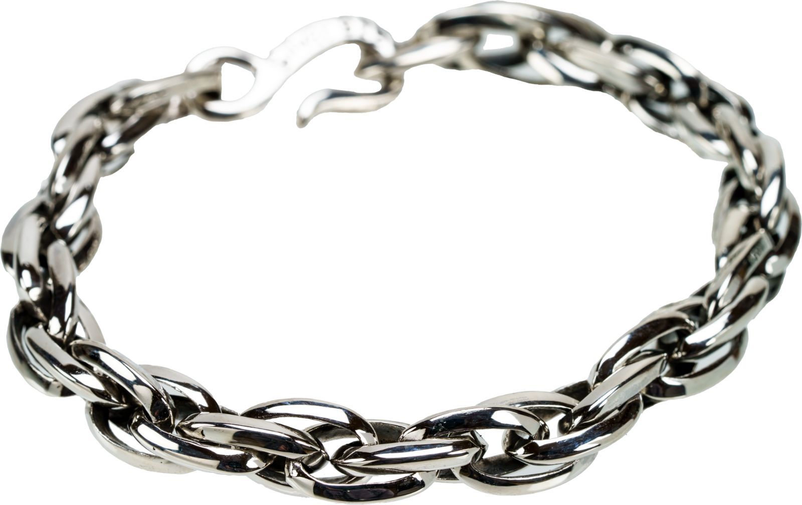 重厚シルバー925ダブルスクリューチェーンブレスレット